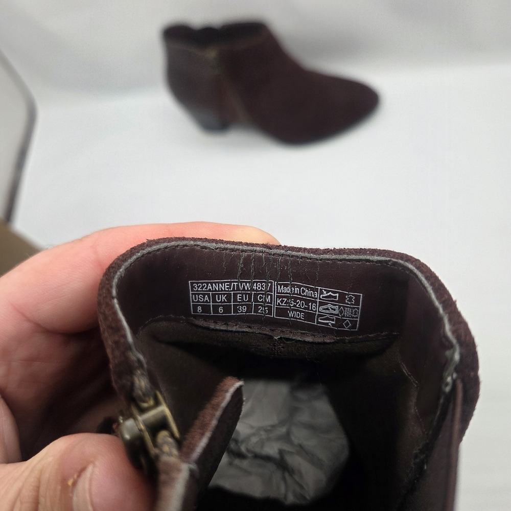 Vionic Upright Anne Java Snake Ankle Boots Size 8 Suede Zip Heel Comfort - Picture 10 of 16